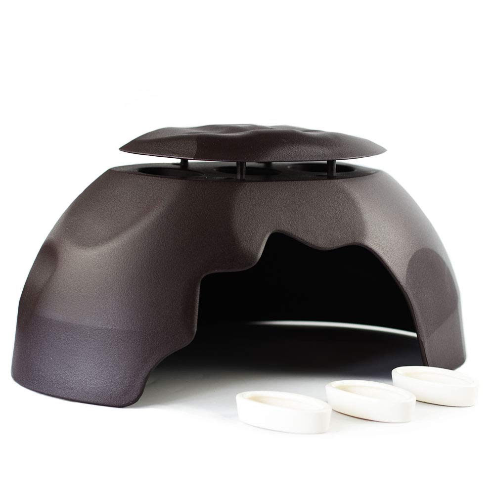Photo 1 of OMEM Reptiles House with Ceramic Sink Terrarium Hide Cave Breeding Box Shelter Habitat Decor Hideouts for Turtle Lizard Tortoise Snake (L, Coffee)