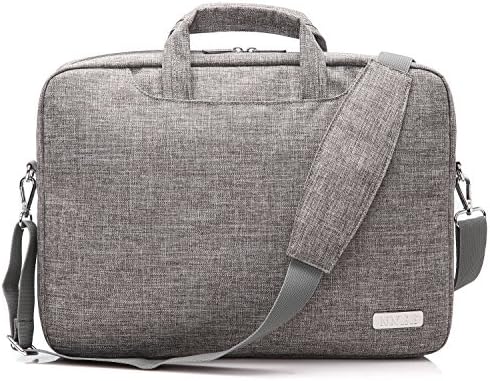 NNEE 17 17.3 Inch Water Resistance Suit Fabric Laptop / MacBook Multi-functional Briefcase Messenger Bag Computer Travel Carrying Case with Handles &amp; Adjustable Shoulder Strap - Empress Gray