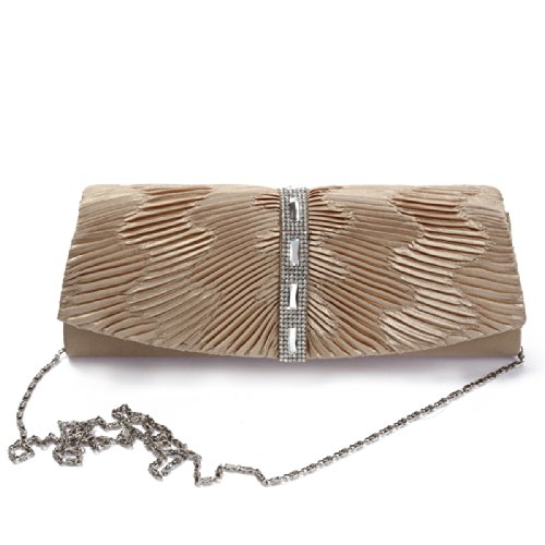 Damara Women’s Stylish Evening Bag Lady Satin Pleated Large Clutch