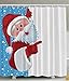 Ambesonne Christmas Shower Curtain, Father Christmas Happy Illustration Winter Snow Season Elements, Cloth Fabric Bathroom Decor Set with Hooks, 69