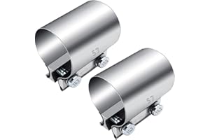 Dianrui 2PCS 2.25" Butt Joint Stainless Steel Clamp Band,2.25" Universal Widening Clamp Fit for Exhaust System, Muffler