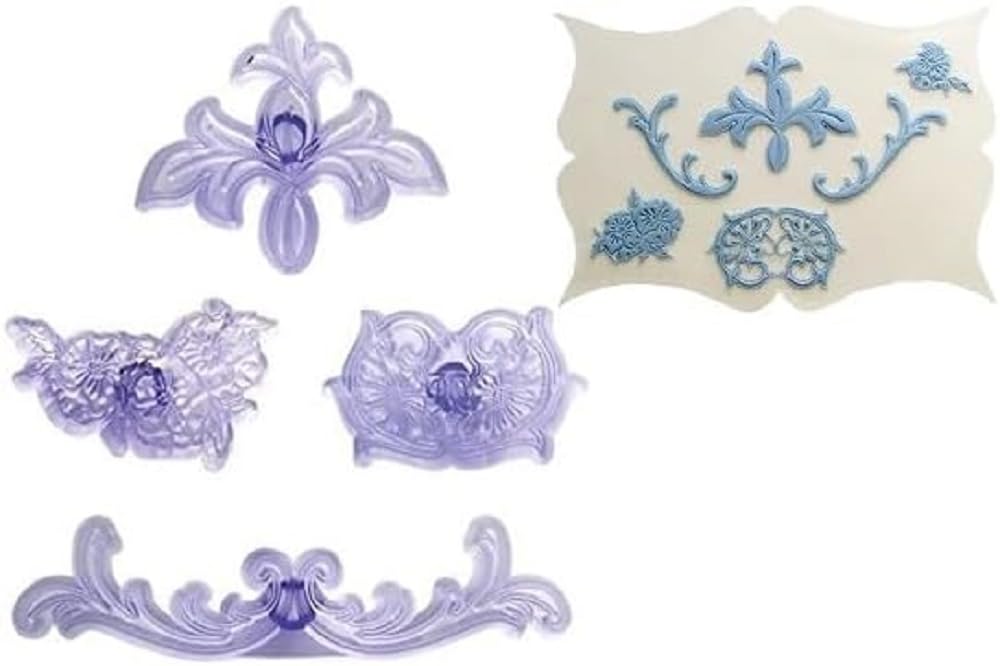 PME JEM Scrolls & Pansy Cutters, Set of 4,17 x 2 x 22 cm, White