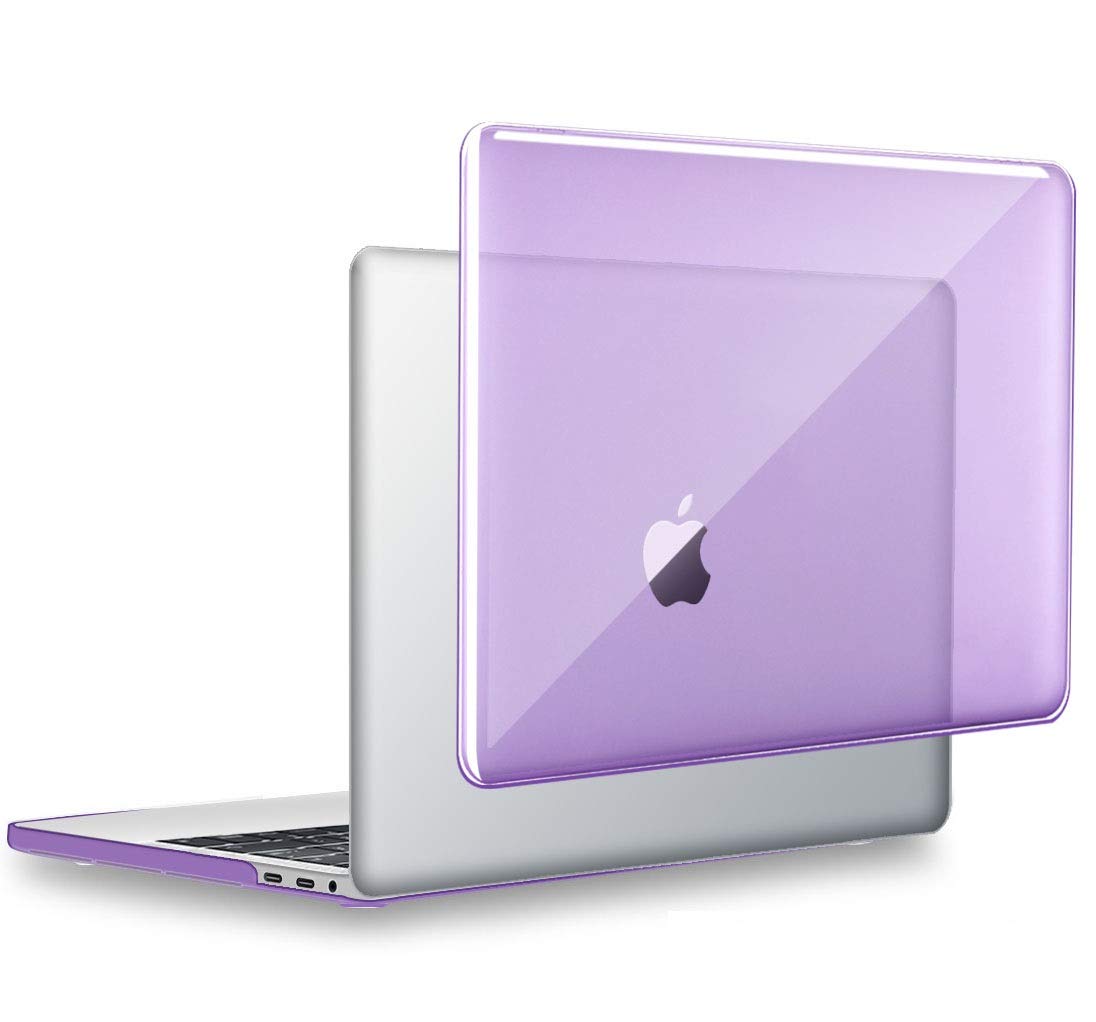 UESWILL Compatible with MacBook Pro 15 inch Case 2019 2018 2017 2016, Crystal Clear Glossy Hard Case for MacBook Pro 15 inch with Touch Bar/USB-C (Model: A1990/A1707), Purple
