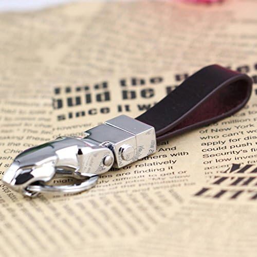 Maycom Detachable Jaguar Panther Leopard Genuine Leather Clip on Belt Keyring Keychain Key Chain Ring Keyfob Keyrings 84027-2