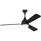 Generation Lighting 3STMSM52MBKD Streaming Smart 52" Dimmable Indoor/Outdoor Integrated LED Black Ceiling Fan with Remote Con
