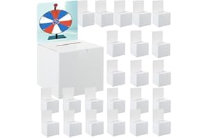 24 Pack Raffle Ticket Box - White Ballot Box with Slot 6 x 6 x 6 Inches Raffle, Cardboard Suggestion Removable Header Donatio