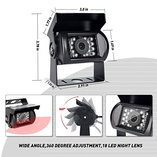 DOUXURY Backup Camera System, 4 Split Screen 7'' Quad View Display HD Monitor with DVR Recording Function, Waterproof Night Vision Cameras x 4 for Truck Trailer Heavy Box Truck RV Camper Bus - Thumbnail 7
