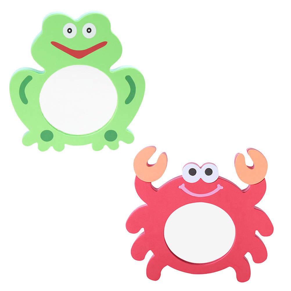TOYANDONA 2pcs Mirror Bath Toy Crab Frog Shape Mirror Baby Bath Toys Funny Bath Time for Kids Toddler Christmas Party Favors