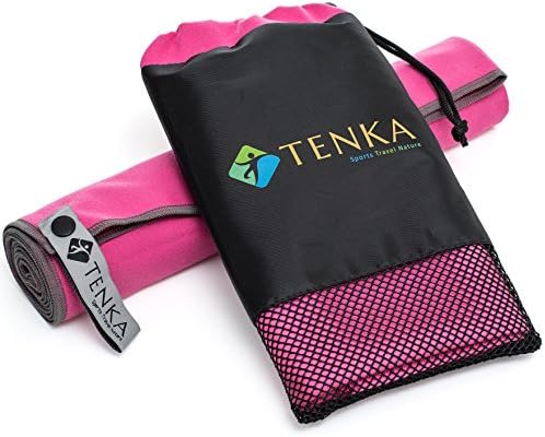 Microfiber Sports and Travel Towel - The Best Fast Drying Super Absorbent Lightweight Compact Towel with Premium Quality Mesh Bag. Ideal for Travelling, Sports, Yoga, Gym and Camping.