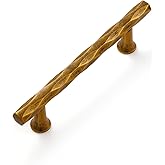 JIASENBAO Antique Brass Cabinet Pulls 3.78" Hole Center 5 Pack Hammered Vintage Cabinet Handles Decorative Kitchen Drawer Dre