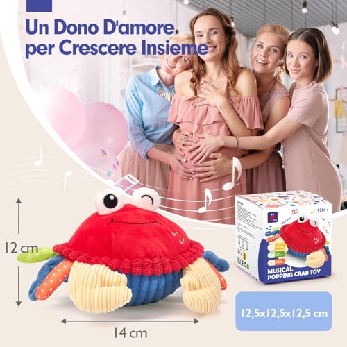 hahaland Baby Toys 6 Months Interactive Crab – Musical Plush Toy Catching Toys for Children 1 Year – Newborn Gift for 6 9 12 Months