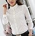 Womens Vintage Victorian Pleated Button Down Shirt Long Sleeve Stretch Blouse Stand Up White 10
