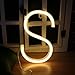 Light Up LED Neon Letter Sign Wall Decorative Neon Lights Warm White Alphabet Marquee Letter Lights For Birthday Wedding Party Decor - S