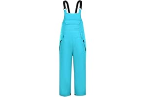 Generic Kids Unisex Snowsuit, Turquoise, Size 12-13 Years, Snow Pants with Detachable Suspenders, Insulated, Waterproof, Perf