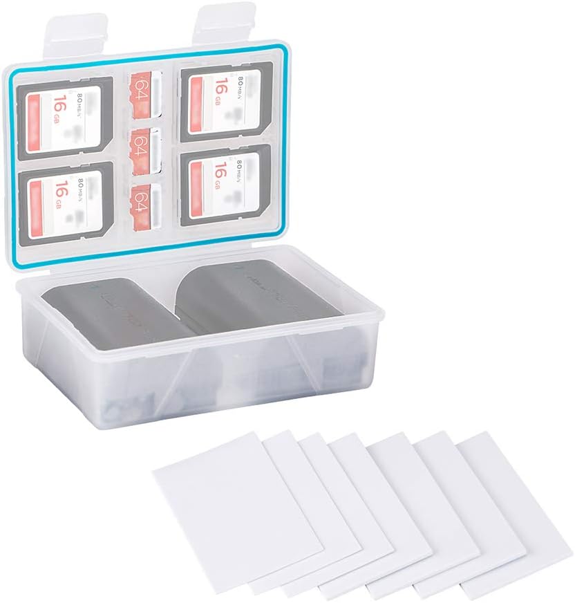 JJC Camera Battery Case Holder Box SD Card Carrying Storage for Canon LP-E17 LP-E12 LP-E6 Fujifilm NP-W126 NP-W235 Sony NP-FZ100 NP-FW50 Nikon EN-EL15 EN-EL14A and SD TF XQD CFexpress Type-B Cards