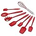 Cooking Utensils,Xpatee 8 Piece Nonstick Silicone Kitchen Utensils Gadgets Set Includes Silicone Ladle,Spatula,Spoon,Brush and Whisk (Red)