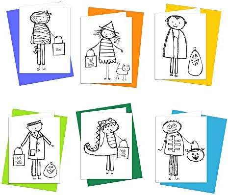 Coloring Cards - Happy Halloween Trick-or-Treat Halloween Cards for Kids to Color - Notecards with Envelopes - Made in USA