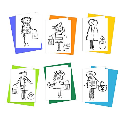 Coloring Cards - Happy Halloween Trick-or-Treat Halloween Cards for Kids to Color - Notecards with Envelopes - Made in USA
