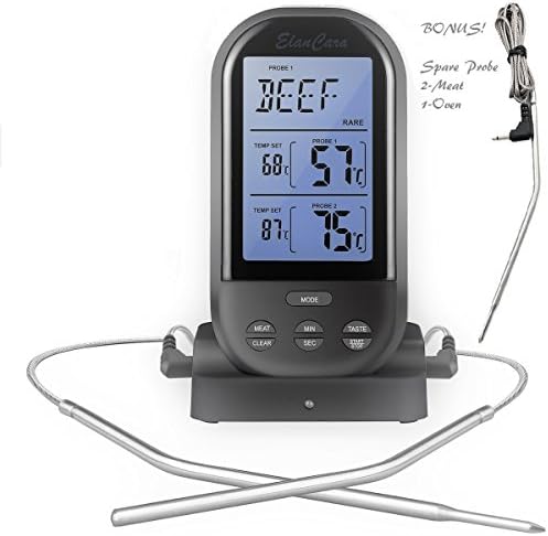 Meat Thermometer Digital Cooking Wireless Dual Probe Smoker Grill BBQ