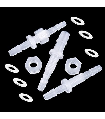 JoyTube Schlauchfitting – 0,32 Cm ID, Widerhaken, Durchgangs-Bulkhead, 2 Stück Mit Edelstahl-Unterlegscheiben