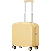 mixi Carry on Luggage, Suitcase with Spinner Wheels 16in Luggage Hardshell Lightweight Rolling Suitcases PC with Cover & TSA Lock, Lark Yellow