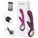 Sexy Slave Alice's Rechargeable Dual Wand 6 Function Silicone Waterproof G-Spot and Clitoral Rabbit Vibrator, Purple
