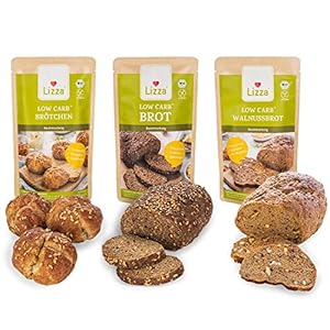 Lizza Low Carb Trial Pack 3x 250g Bread Baking Mixes 3 Varieties | Up to 89% Less Carbs | 100% Organic, Gluten-Free…