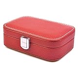 Banggood Small Cute Jewelry Box Organizer Ring Earring Mirror Display Storage Case for Women (Red)
