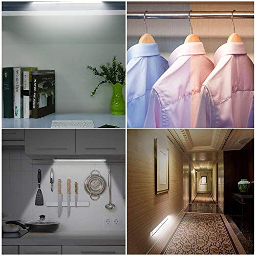 LED Under Cabinet Lighting Daylight White 6500k Hnlife,USB Rechargeable 33-LED Motion Sensor Closet Light Wireless Under Cabinet Light,240mm Bar, 4 Sensor Modes, Portable for Closet, Cabinet, Wardrobe