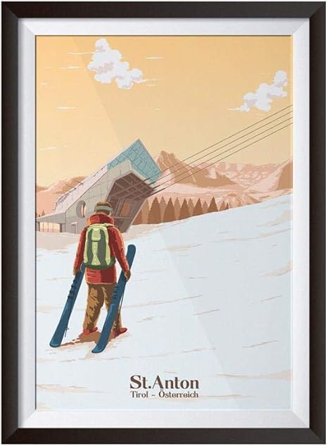 Amazon セントアントンキッツビュールアヴォリアズスキーリゾートポスタースキーフレンチアルプススノーボードキャンバス絵画インテリアヴィンテージウォールアートパネルプリント写真装飾40x60cmフレームなし アートフレーム ポスター オンライン通販