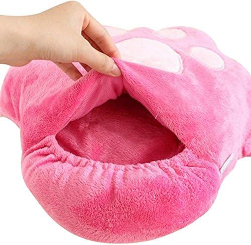 USB Heating Slipper Shoes, Winter Cute Soft Plush Heated Cat Paw Slippers Feet Warmers For Women Men (Pink)
