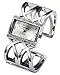 Top Plaza Womens Fashion Analog Quartz Silver Tone Bangle Cuff Bracelet Wrist Watch, Unique Elegant Thin Metal Band, for Small Wrist (Silver dial)