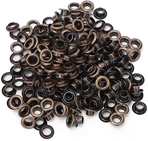 100 Sets Grommets Eyelets, 4MM Double Sided Metal for Leather Shoes Clothing Crafts Bags Durable Bronze Finish Hardware Kit for DIY Accessories