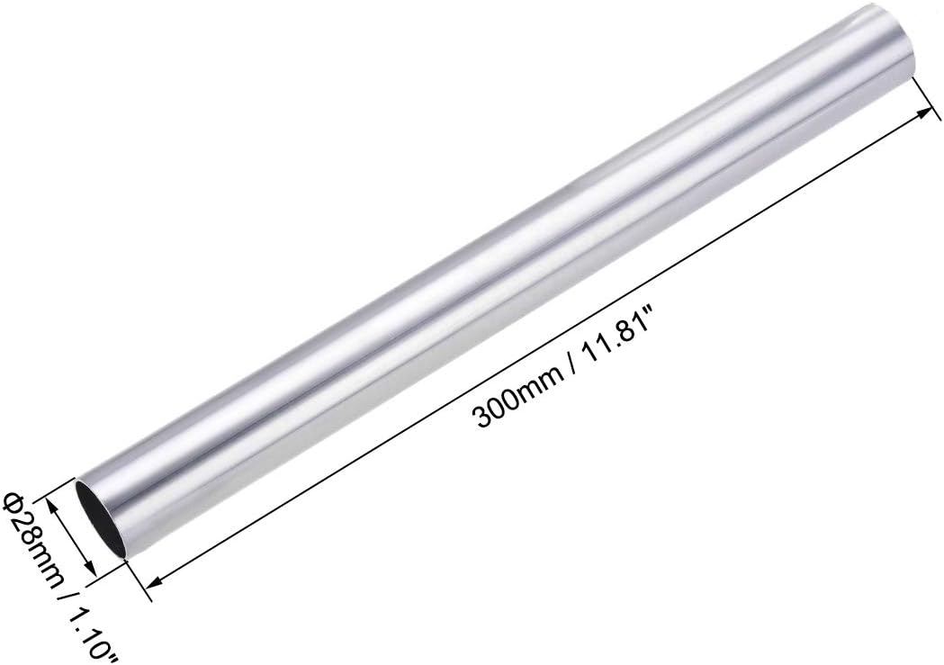 sourcing map 6063 Aluminum Round Tube, 28mm OD 26mm Inner Dia 300mm Length Seamless Straight Tubing, Silver, 28 x 26 x 300mm - Image 3