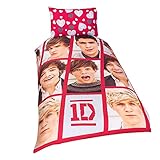 One Direction Childrens Girls Boyfriend Reversible Duvet / Quilt Cover Bedding Set (Full Bed) (Red/White)
