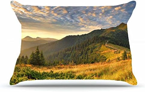 Jshcsj Queen Pillowcase Size 20 x 30 Inches Cotton Pillowcases Decorative Pillow Cover Case with Hidden Zipper Decor Cushion Covers - Nature mountains vegetations flora and fauna images track wood ope