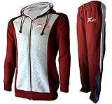 X-2 Mens Athletic Full Zip Fleece Tracksuit Jogging Sweatsuit Activewear Hooded Top
