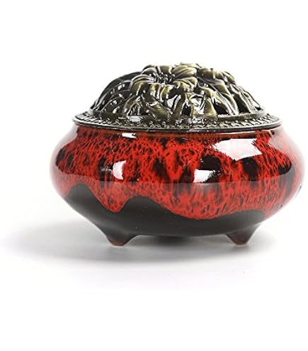 Ceramic Incense Burner With Brass Lid - Lotus Design For Cones & Sticks, 3-Piece Set For Home, Meditation, Or Yoga - View #10