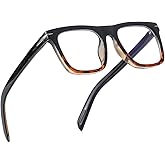 NIDOVIX Trendy Square Blue Light Blocking Glasses for Men Women, Fashion Frame Non-prescription Computer Glasses (Black/Tortoise)