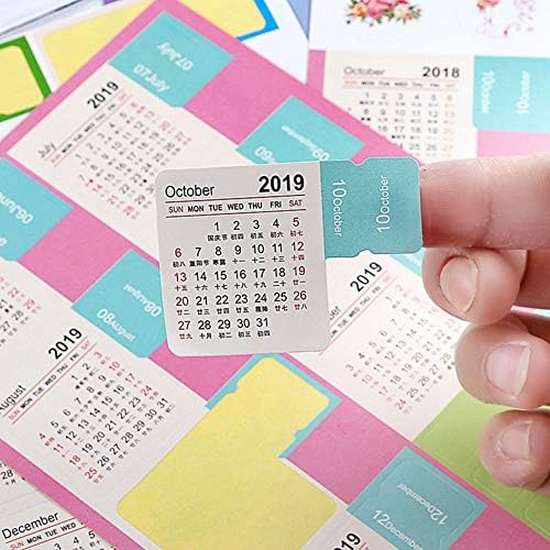 2019 Calendar Stickers, Latest Version Small Monthly Calendar for Appointment/Agenda/Journal/Bullet/Planner Self Adhesive Tabs, 15-Month from January 2019 to March 2020, 8 PCS(60 Tabs)