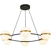 Alora Lighting Tagliato 36" Chandelier | Matte Black and Brushed Gold Finish | White Acrylic Diffuser | Integrated LED Ceilin