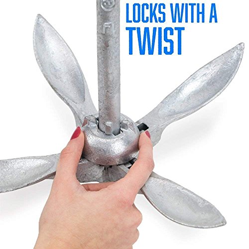 BeGrit Small Boat Anchor Kit Folding Grapnel Anchor Carbon Steel for Canoe Kayaks Jet Ski SUP Paddle Boards 3.5 lb with 32.8 ft Anchor Tow Rope Carrying Bag