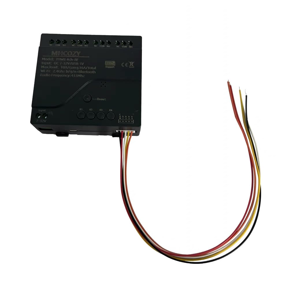 MHCOZY WiFi Smart Relay Switch Module,4 Channel 5V 12V 32V Dry Contact Passive Output Wireless Relay Controller with External Switch Pin,Works with Alexa Google Home