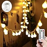 WERTIOO 33ft 100 LEDs Battery Operated String Lights Globe Fairy Lights with Remote Control for Outdoor/Indoor Bedroom,Garden,Christmas Tree[8 Modes,Timer ] (Warm White)
