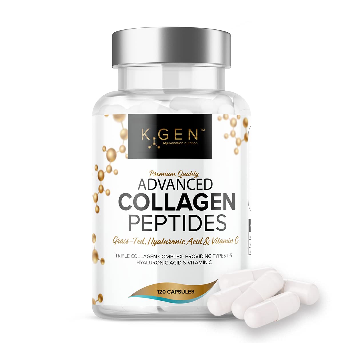 Pure Collagen Supplements Capsules Grass Fed Advanced Multi Collagen Peptides | Collagen Powder Pills for Hair, Skin, Nails, & Joints for Women & Men by K GEN
