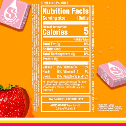 SPARKLING ICE STARBURST STRAWBERRY, ZERO SUGAR FLAVORED SPARKLING WATER, WITH VITAMINS AND ANTIOXIDANTS, LOW CALORIE BEVERAGE, 17 FL OZ BOTTLES (PACK OF 12)