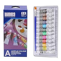 Unitedheart 6Ml 12 Colors Professional Acrylic Hand Painted Paints Wall Painting Bright Color Textile Painting Art Supplies Free Brush