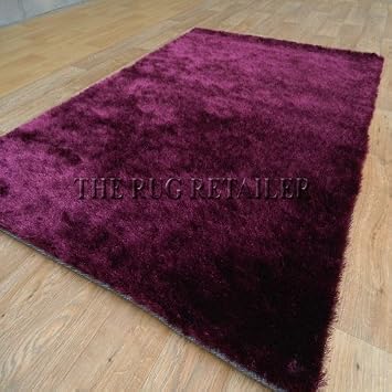 Shimmer Violett Pflaume Teppiche Seidig Glanzend Shaggy Teppich
