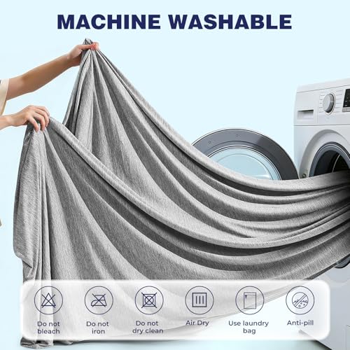 Luxear Cooling Blanket for Summer, Blanket with Cold Feeling Technology, Soft Lightweight Blanket for Sofa, Armchair, Adult, Baby, Child, Dog, Travel, Car, 220 x 240 cm, Grey