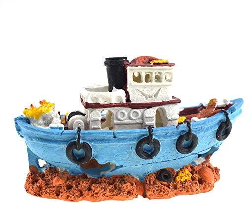 LNDDP Aquarium Shipwreck Decorations Fish Tank Ornaments - Resin Material Sunken Ship Decorations, for Freshwater Saltwater, Fish Tank Decorations